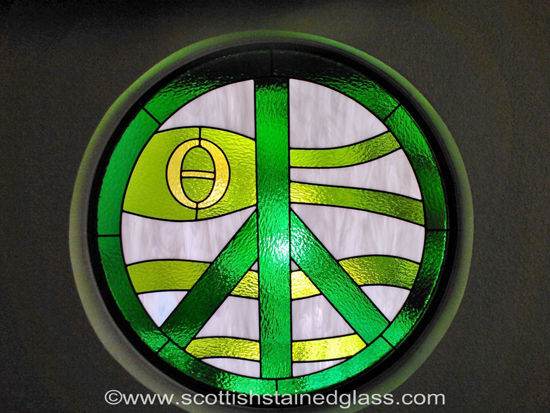 peace sign hippie stained glass austin