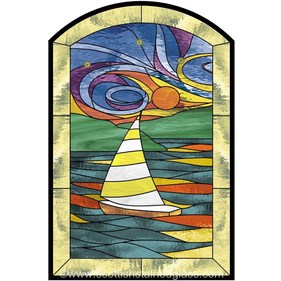 sailboat stained glass window austin